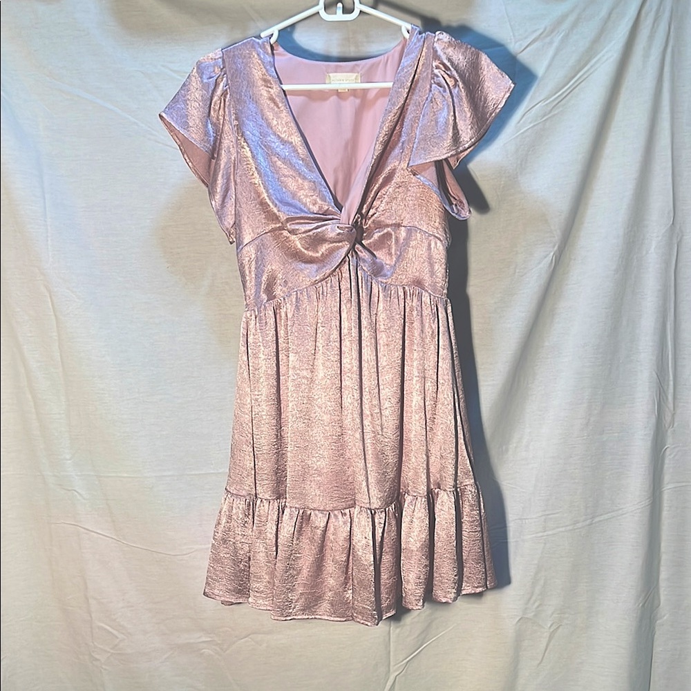 Altar'd State Pink Babydoll Dress with Flutter Sleeves